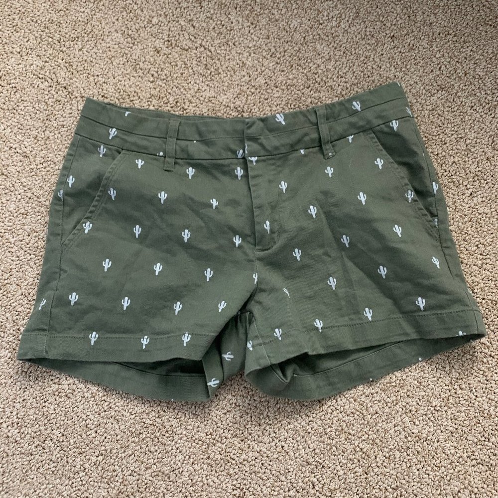 army green shorts with cacti